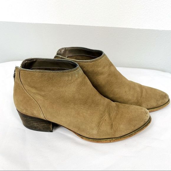 CASLON Suede Taupe Tan ‘Mayne’ Midi Zip Heeled Ankle Bootie - Picture 3 of 7